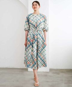 MICHEL KLEIN / ミッシェルクラン ロング・マキシ丈ワンピース | [オリジナルプリント]チェックギャザーワンピース