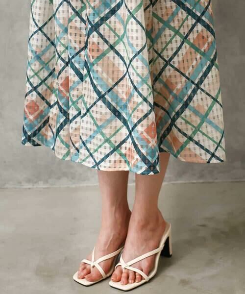 MICHEL KLEIN / ミッシェルクラン ロング・マキシ丈ワンピース | [オリジナルプリント]チェックギャザーワンピース | 詳細12