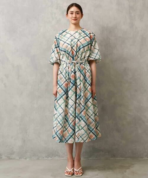 MICHEL KLEIN / ミッシェルクラン ロング・マキシ丈ワンピース | [オリジナルプリント]チェックギャザーワンピース | 詳細6