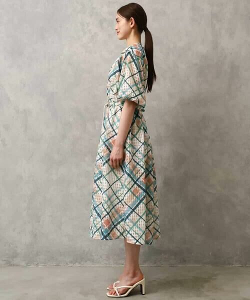 MICHEL KLEIN / ミッシェルクラン ロング・マキシ丈ワンピース | [オリジナルプリント]チェックギャザーワンピース | 詳細7