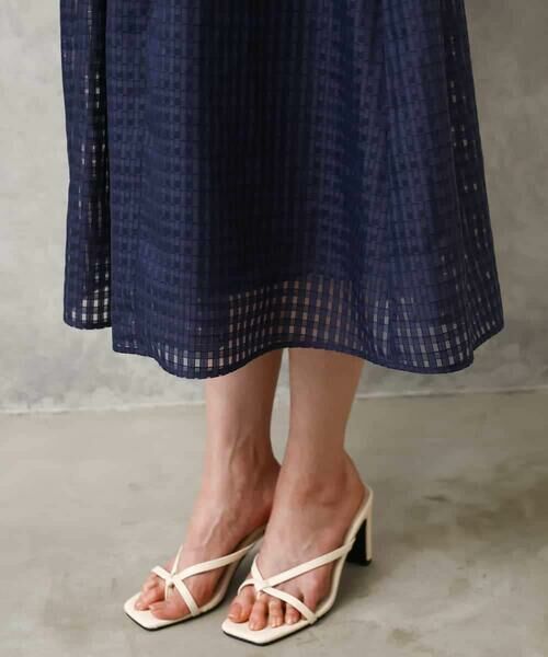 MICHEL KLEIN / ミッシェルクラン ロング・マキシ丈ワンピース | シアーチェックジャガードワンピース | 詳細7