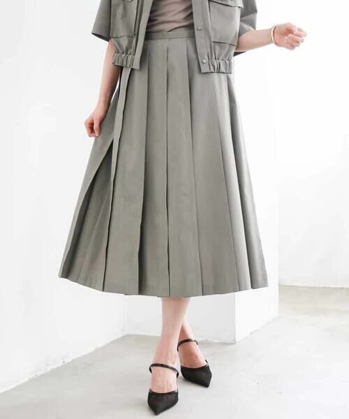 MICHEL KLEIN / ミッシェルクラン ロング・マキシ丈スカート | [セットアップ対応]プリーツスカート（カーキ）