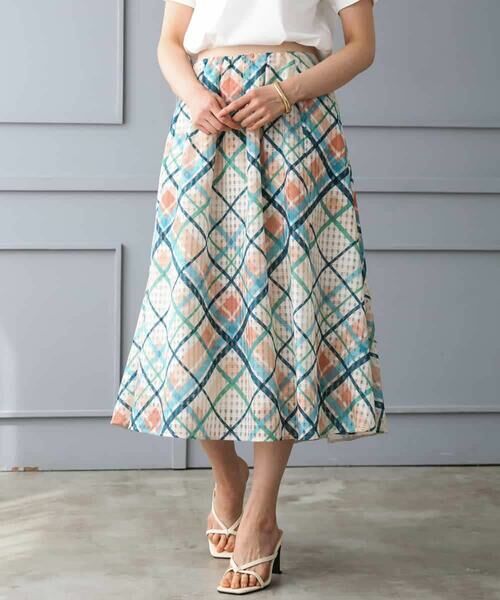 MICHEL KLEIN / ミッシェルクラン ロング・マキシ丈スカート | [オリジナルプリント]チェックフレアスカート | 詳細1