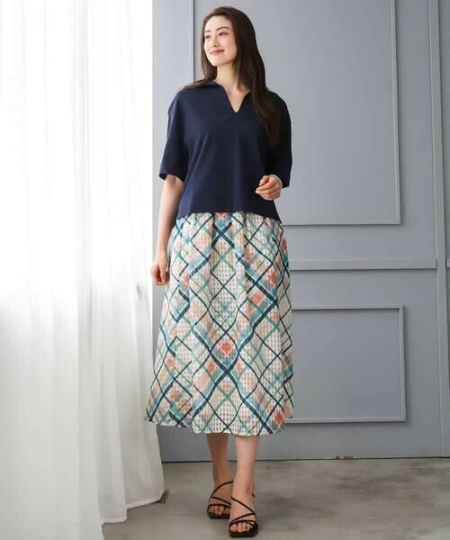 MICHEL KLEIN / ミッシェルクラン ロング・マキシ丈スカート | [オリジナルプリント]チェックフレアスカート | 詳細10