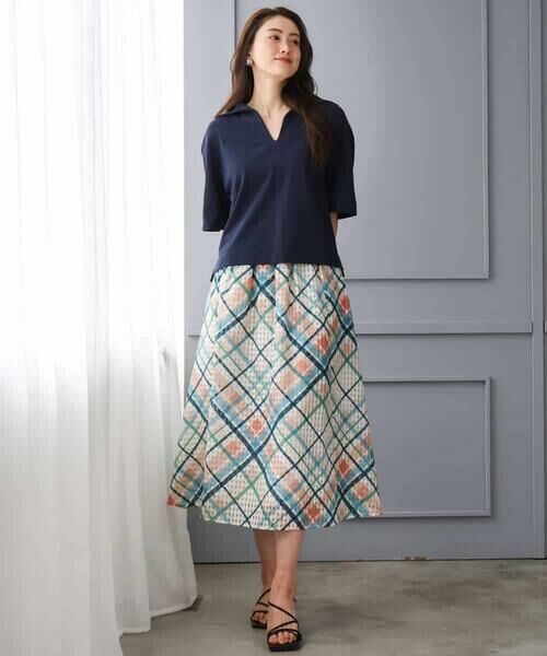 MICHEL KLEIN / ミッシェルクラン ロング・マキシ丈スカート | [オリジナルプリント]チェックフレアスカート | 詳細11