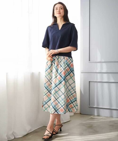 MICHEL KLEIN / ミッシェルクラン ロング・マキシ丈スカート | [オリジナルプリント]チェックフレアスカート | 詳細13