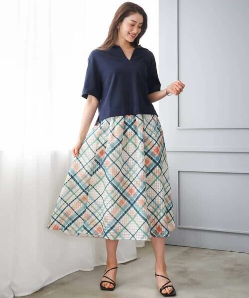 MICHEL KLEIN / ミッシェルクラン ロング・マキシ丈スカート | [オリジナルプリント]チェックフレアスカート | 詳細14