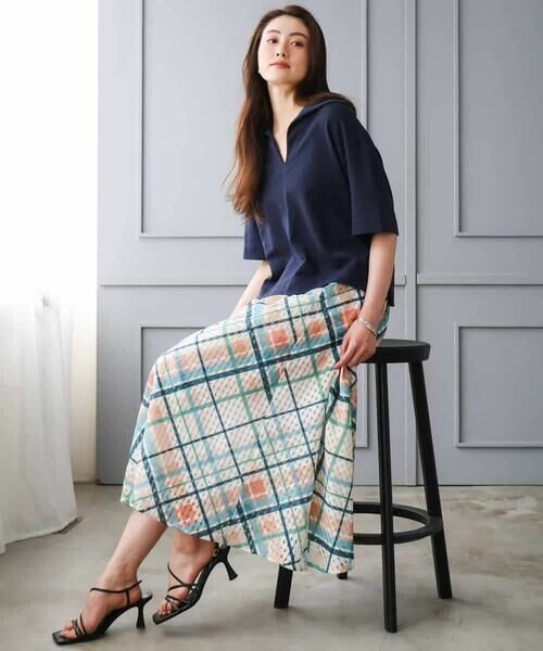 MICHEL KLEIN / ミッシェルクラン ロング・マキシ丈スカート | [オリジナルプリント]チェックフレアスカート | 詳細15