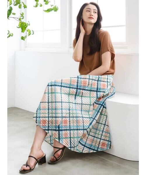 MICHEL KLEIN / ミッシェルクラン ロング・マキシ丈スカート | [オリジナルプリント]チェックフレアスカート | 詳細18