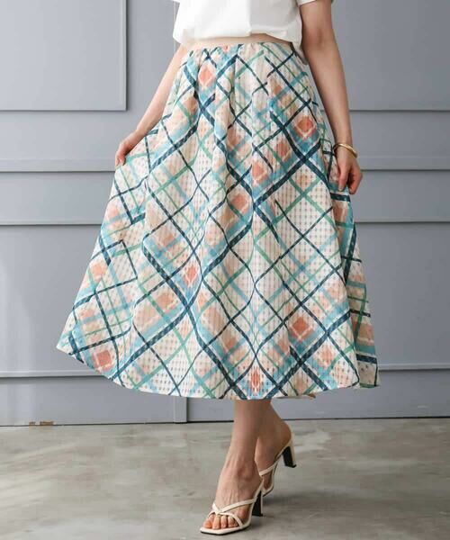 MICHEL KLEIN / ミッシェルクラン ロング・マキシ丈スカート | [オリジナルプリント]チェックフレアスカート | 詳細2