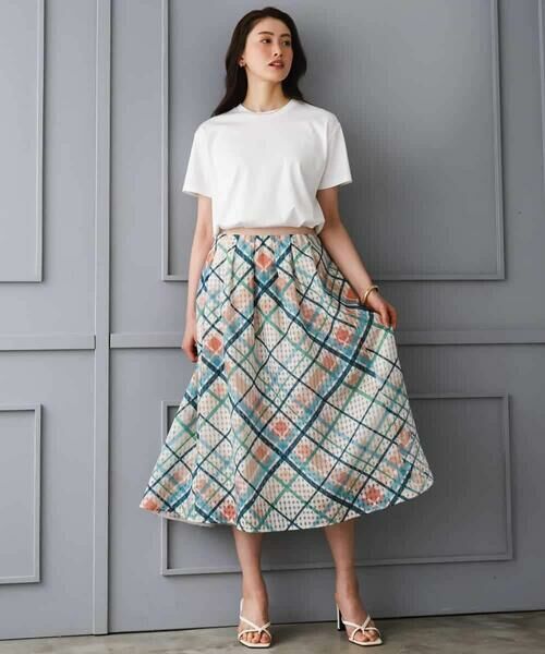 MICHEL KLEIN / ミッシェルクラン ロング・マキシ丈スカート | [オリジナルプリント]チェックフレアスカート | 詳細3