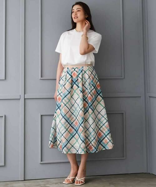 MICHEL KLEIN / ミッシェルクラン ロング・マキシ丈スカート | [オリジナルプリント]チェックフレアスカート | 詳細4