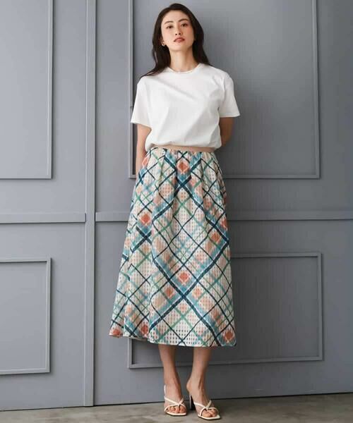 MICHEL KLEIN / ミッシェルクラン ロング・マキシ丈スカート | [オリジナルプリント]チェックフレアスカート | 詳細5