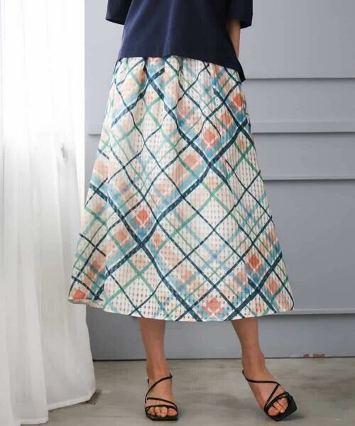 MICHEL KLEIN / ミッシェルクラン ロング・マキシ丈スカート | [オリジナルプリント]チェックフレアスカート | 詳細7