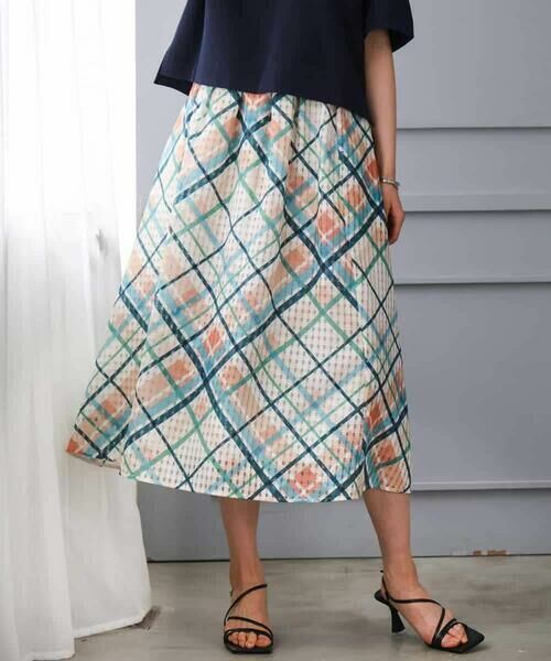 MICHEL KLEIN / ミッシェルクラン ロング・マキシ丈スカート | [オリジナルプリント]チェックフレアスカート | 詳細8