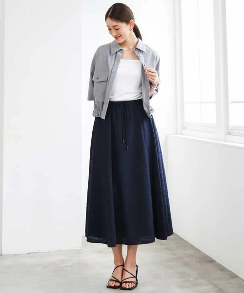 MICHEL KLEIN / ミッシェルクラン ロング・マキシ丈スカート | シアーチェックジャガードフレアスカート | 詳細10