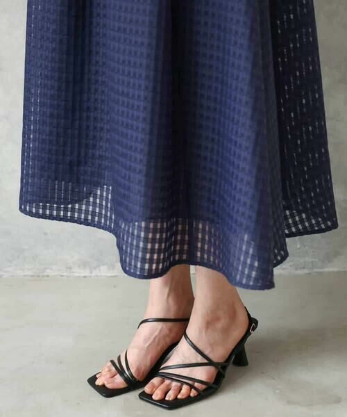 MICHEL KLEIN / ミッシェルクラン ロング・マキシ丈スカート | シアーチェックジャガードフレアスカート | 詳細18