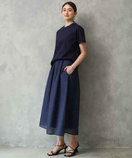 MICHEL KLEIN / ミッシェルクラン ロング・マキシ丈スカート | シアーチェックジャガードフレアスカート | 詳細5