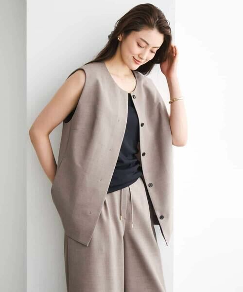 MICHEL KLEIN / ミッシェルクラン ノーカラージャケット | [セットアップ対応]ノーカラージレ | 詳細15