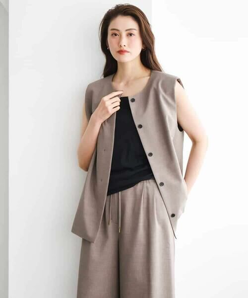 MICHEL KLEIN / ミッシェルクラン ノーカラージャケット | [セットアップ対応]ノーカラージレ | 詳細16