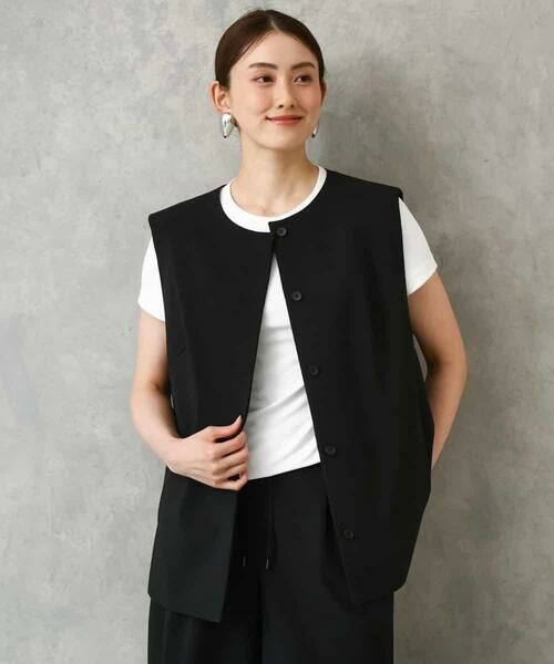 MICHEL KLEIN / ミッシェルクラン ノーカラージャケット | [セットアップ対応]ノーカラージレ（ブラック）