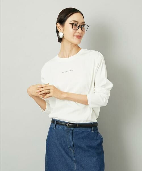 MICHEL KLEIN / ミッシェルクラン カットソー | ミニマルロゴ ロングスリーブTシャツ（ホワイト）