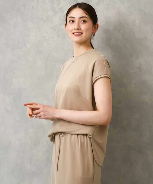 MICHEL KLEIN / ミッシェルクラン カットソー | [セットアップ対応]ヴィンテージサテンTブラウス（ベージュ）