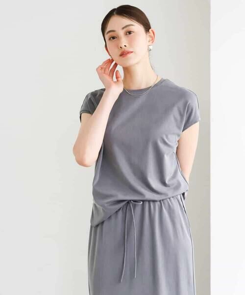 MICHEL KLEIN / ミッシェルクラン カットソー | [セットアップ対応]ヴィンテージサテンTブラウス（ダークグレー）