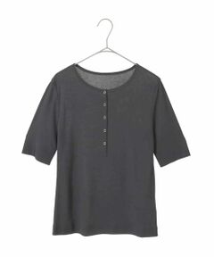 MICHEL KLEIN / ミッシェルクラン カットソー | [アンサンブル対応]リングドットヘンリーネックTシャツ