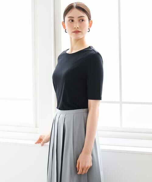 MICHEL KLEIN / ミッシェルクラン カットソー | [遮熱効果素材]ステッチレス五分袖プルオーバー | 詳細1