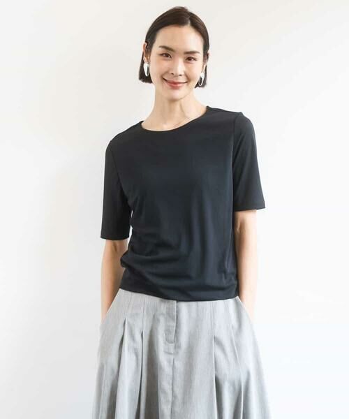 MICHEL KLEIN / ミッシェルクラン カットソー | [遮熱効果素材]ステッチレス五分袖プルオーバー | 詳細7