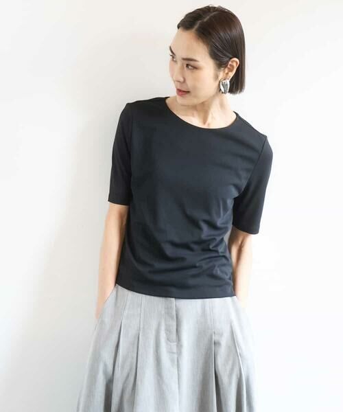 MICHEL KLEIN / ミッシェルクラン カットソー | [遮熱効果素材]ステッチレス五分袖プルオーバー | 詳細8