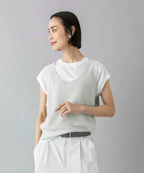 MICHEL KLEIN / ミッシェルクラン ベスト | ニットベスト（ライトグリーン）