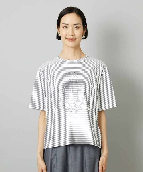 MICHEL KLEIN / ミッシェルクラン カットソー | 透明箔プリントボーダーTシャツ | 詳細18