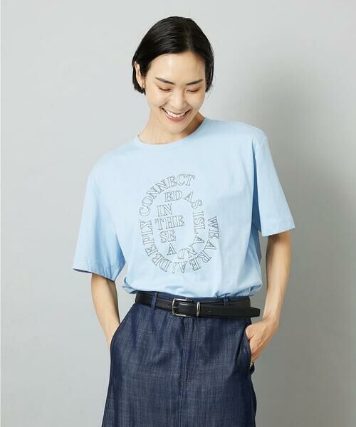 MICHEL KLEIN / ミッシェルクラン カットソー | 透明箔プリントTシャツ（ライトブルー）