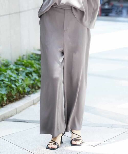MICHEL KLEIN / ミッシェルクラン その他パンツ | [セットアップ対応]サテンワイドパンツ | 詳細1