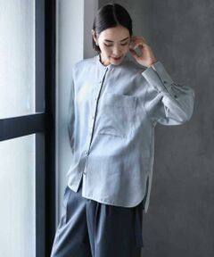 MICHEL KLEIN / ミッシェルクラン シャツ・ブラウス | シアーシャンブレーバンドカラーシャツ
