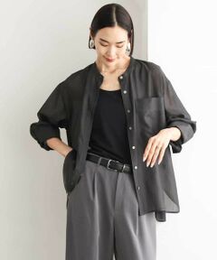 MICHEL KLEIN / ミッシェルクラン シャツ・ブラウス | シアーシャンブレーバンドカラーシャツ