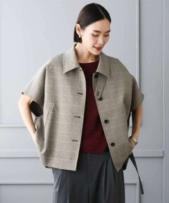 MICHEL KLEIN / ミッシェルクラン ステンカラーコート | マイクロチェックケープジャケット