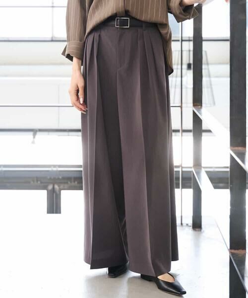 MICHEL KLEIN / ミッシェルクラン その他パンツ | 微起毛ワイドパンツ（チャコールブラウン）