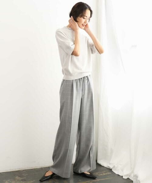 MICHEL KLEIN / ミッシェルクラン その他パンツ | [セットアップ対応]ラメチェックワイドパンツ | 詳細21