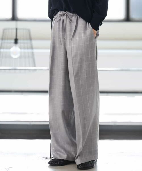 MICHEL KLEIN / ミッシェルクラン その他パンツ | [セットアップ対応]ラメチェックワイドパンツ（グレー）