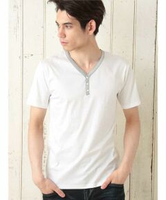 MICHEL KLEIN HOMME / ミッシェルクランオム カットソー | ヘンリーネックコットンTシャツ