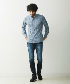 MICHEL KLEIN HOMME / ミッシェルクランオム シャツ・ブラウス | デニム調スタンドカラーシャツ