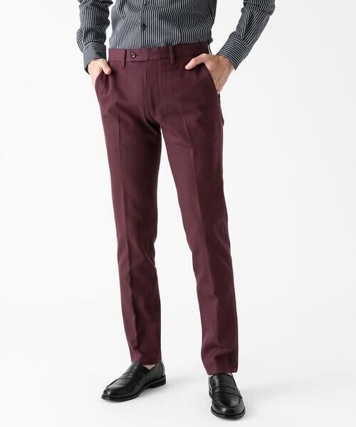 MICHEL KLEIN HOMME/ミッシェルクランオム 【撥水】プレビアシャンブレースラックスパンツ パープル LL MICHEL KLEIN HOMME/ミッシェルクランオム 【撥水】プレビアシャンブレースラックスパンツ パープル LL