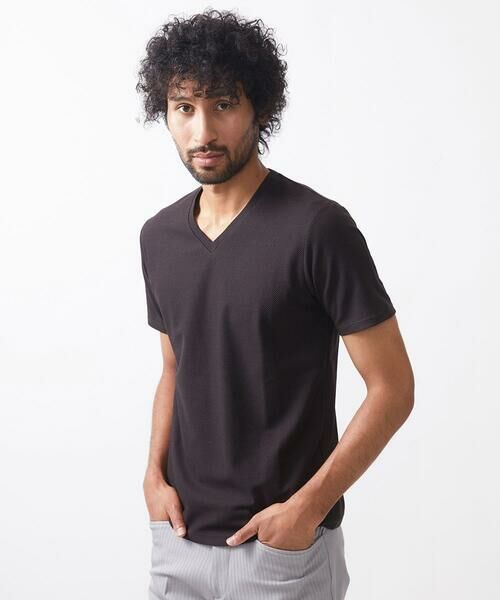MICHEL KLEIN HOMME / ミッシェルクランオム カットソー | 《日本製》ドライタッチVネック半袖カットソー | 詳細3