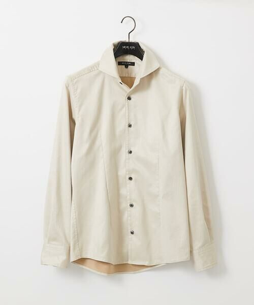 MICHEL KLEIN HOMME/ミッシェルクランオム スエードストレッチ長袖シャツ オフホワイト LL MICHEL KLEIN HOMME/ミッシェルクランオム スエードストレッチ長袖シャツ オフホワイト LL