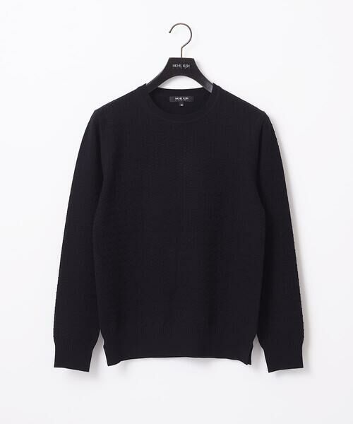 MICHEL KLEIN HOMME/ミッシェルクランオム クラシカルクルーネックニット ブラック M MICHEL KLEIN HOMME/ミッシェルクランオム クラシカルクルーネックニット ブラック M