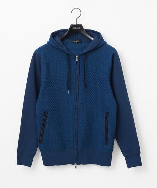 MICHEL KLEIN HOMME/ミッシェルクランオム 【2025年モデル】ニットZIPアップパーカー セットアップ ブルー LL MICHEL KLEIN HOMME/ミッシェルクランオム 【2025年モデル】ニットZIPアップパーカー セットアップ ブルー LL