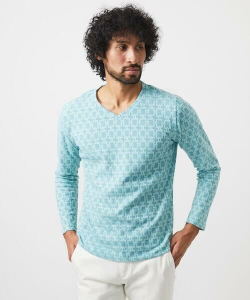 MICHEL KLEIN HOMME/ミッシェルクランオム 《日本製》リンクスVネック長袖カットソー カーキ LL MICHEL KLEIN HOMME/ミッシェルクランオム 《日本製》リンクスVネック長袖カットソー カーキ LL
